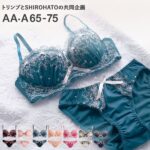 キューティハート＆リボン通し ブラジャー ショーツ セット AA A トリンプとSHIROHATOの共同企画 レディース