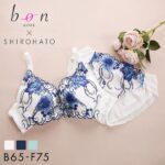 30％OFF ビーオーエヌ bon×SHIROHATOコラボ 脇スッキリバストメイク ブラジャー ショーツ セット ヴィヴィッドフラワー 脇高ブラ カシュクール レディース